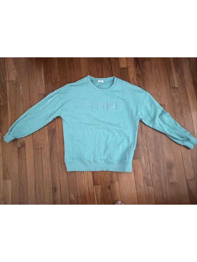 Celine Paris Sweater Women's Green Cotton Made In Italy Size Large